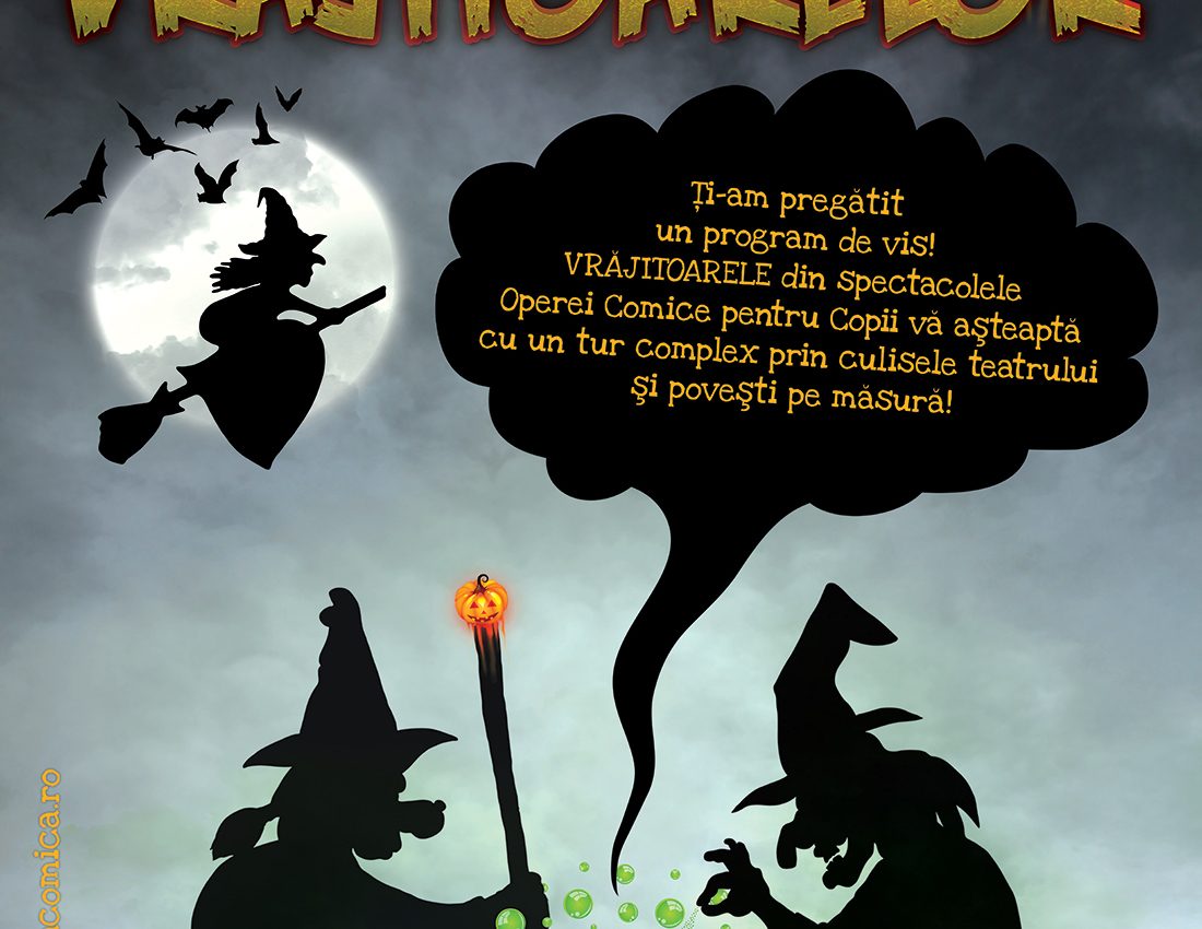 Pe 27 și 28 octombrie, Primăria Capitalei, prin Opera Comică pentru Copii (OCC), îi invită pe cei mici la „Noaptea Vrăjitoarelor”, o serie de spectacole itinerante în care copiii vor face cunoștință cu vrăjitoarele și cu alte personaje negative din poveștile