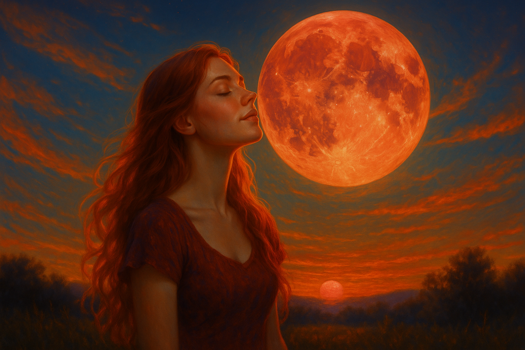 Luna Plină căpșunie în Săgetător