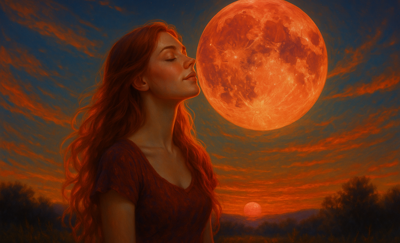 Luna Plină căpșunie în Săgetător