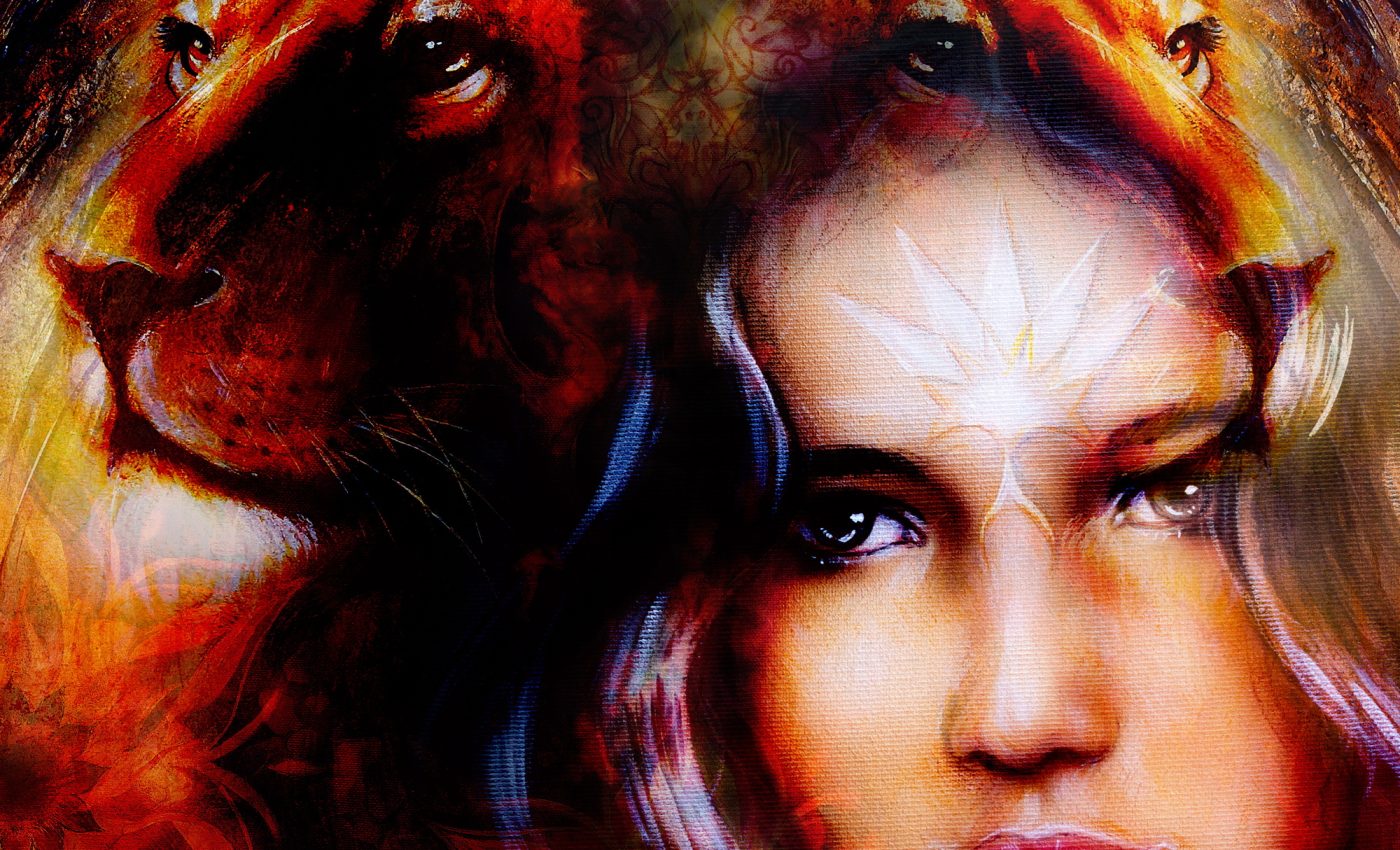 https://depositphotos.com/illustration/painting-mighty-lion-head-on-ornamental-background-and-mystic-woman-face-computer-collage-94406876.html