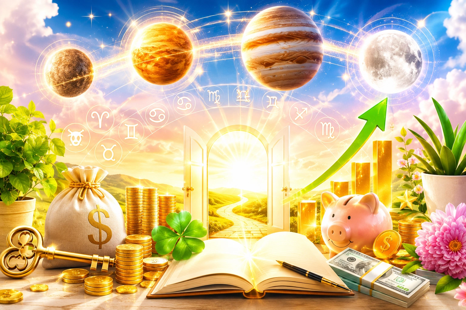 alinierea planetară Mercur–Venus–Jupiter–Lună oportunitati